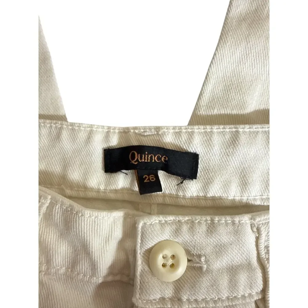 Quince Organic Cotton Wide Leg Crop Pants Ivory Size 26 NWT